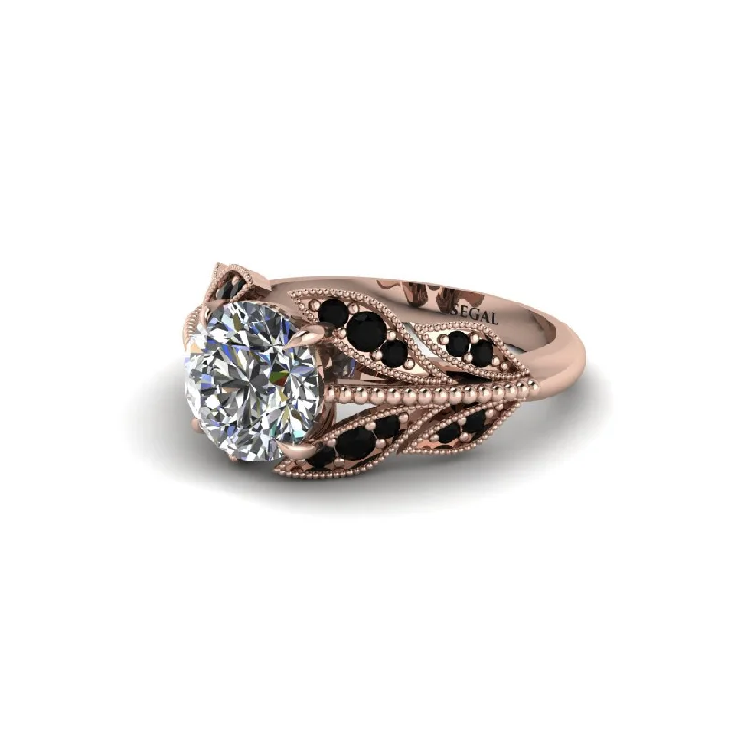 Ladies engagement rings exclusive solitaires-Diamond Majestic Leaf Gold Engagement Ring - Makenna No. 32