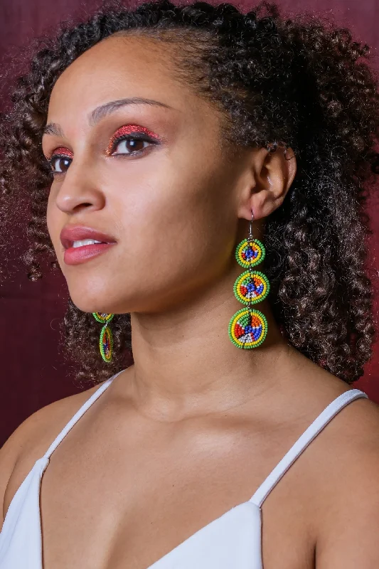 Ladies earrings dramatic flair earrings-Masai Beaded Earrings