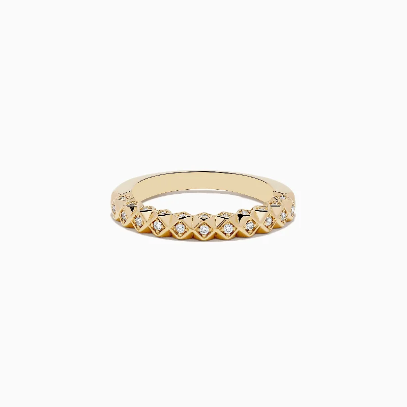 Ladies rings heart-shaped designs-D'oro 14K Yellow Gold Geometric Diamond Band 0.19 TCW