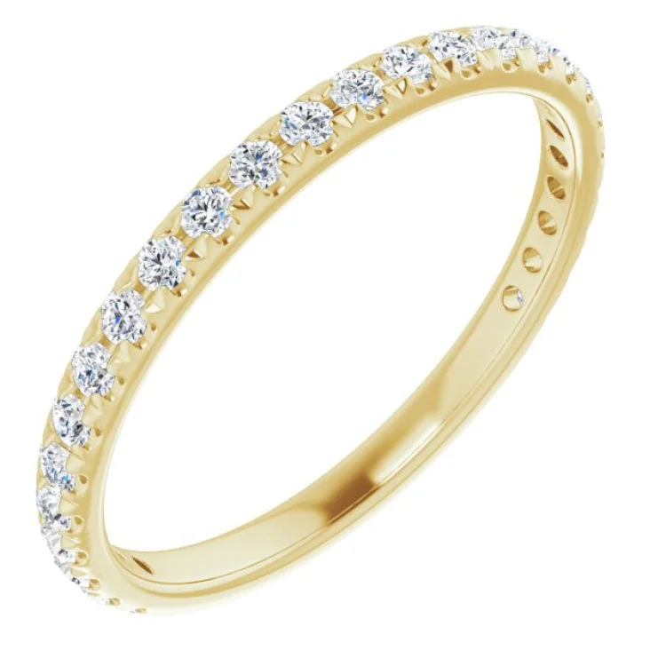 Ladies rings jewelry care tips-14K Yellow 3/8 CTW Natural Diamond French-Set Anniversary Band