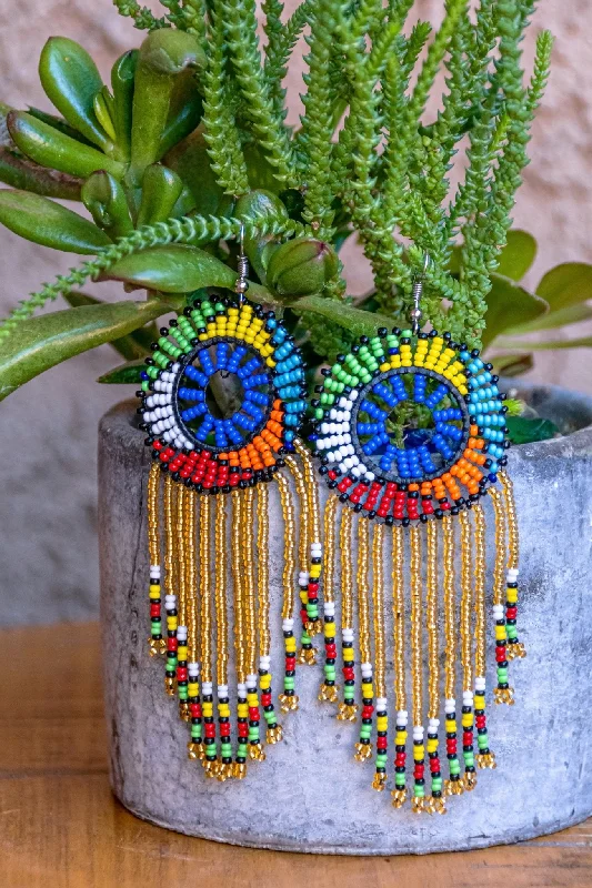 Ladies earrings exclusive limited editions-Twelve strands African beaded Earrings