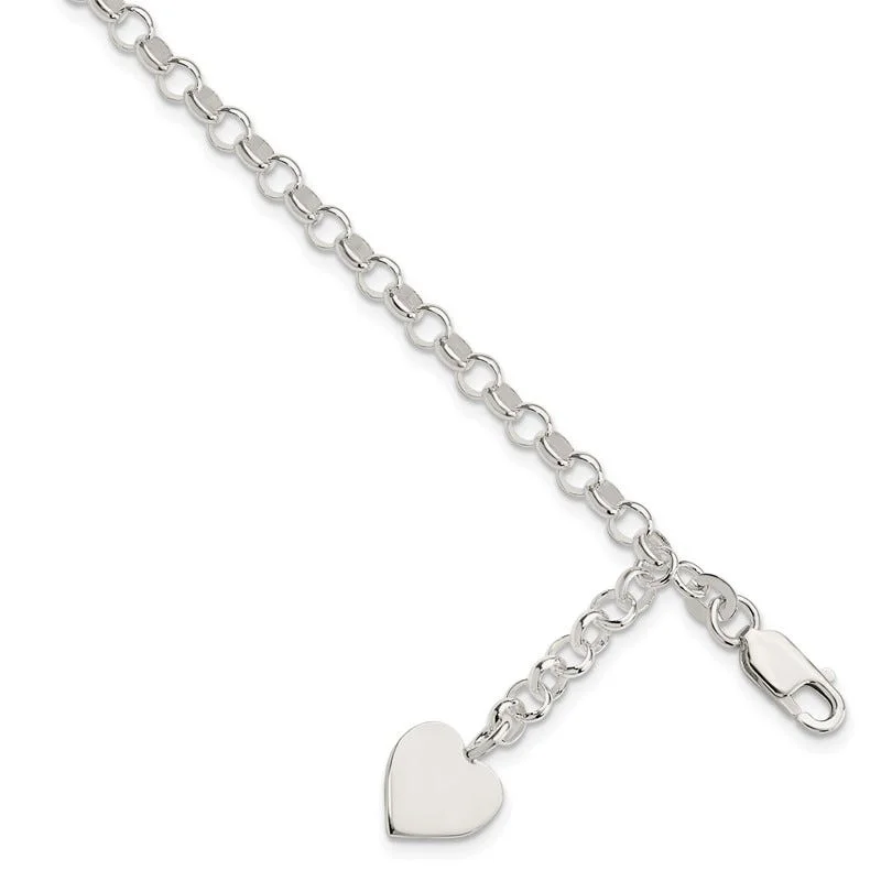 ladies bracelet cluster high-end-Sterling Silver Heart Dangle Bracelet