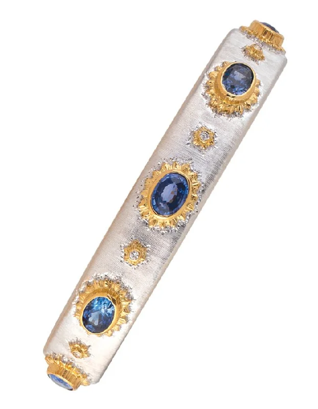 ladies bracelet seasonal summer-18k Yellow and White Gold, Sapphire and Diamond Bracelet