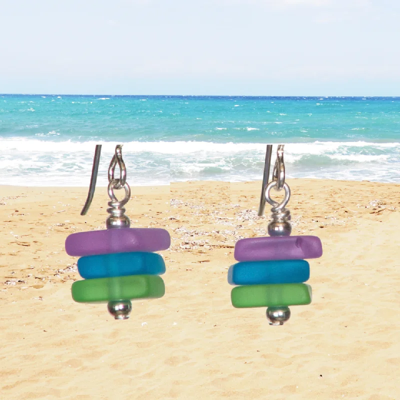 Ladies earrings wave pattern styles-Trapeze Seaglass Earrings