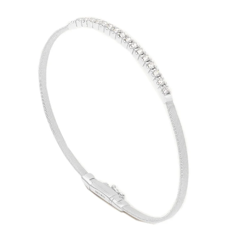 ladies bracelet modern seasonal-Marco Bicego 18K White Gold Masai Small Stackable Bracelet with Diamond Bar