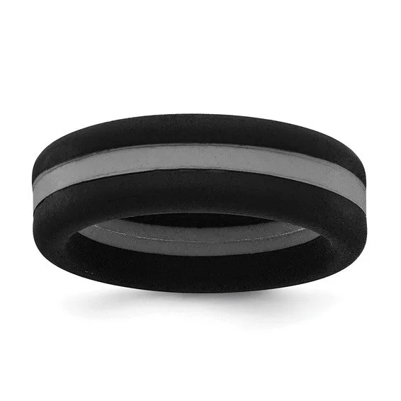 Ladies rings feather-inspired styles-Silicone Band with Center Stripe - 7.5mm