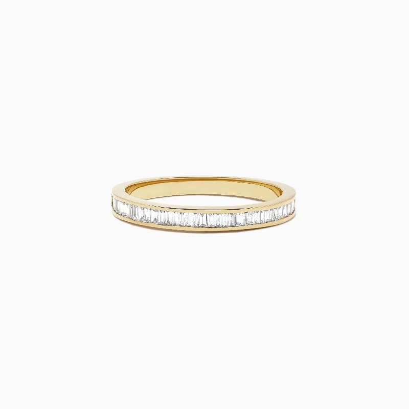 Ladies rings stackable ring sets-D'Oro 14K Yellow Gold Channel Set Diamond Band, 0.44 TCW