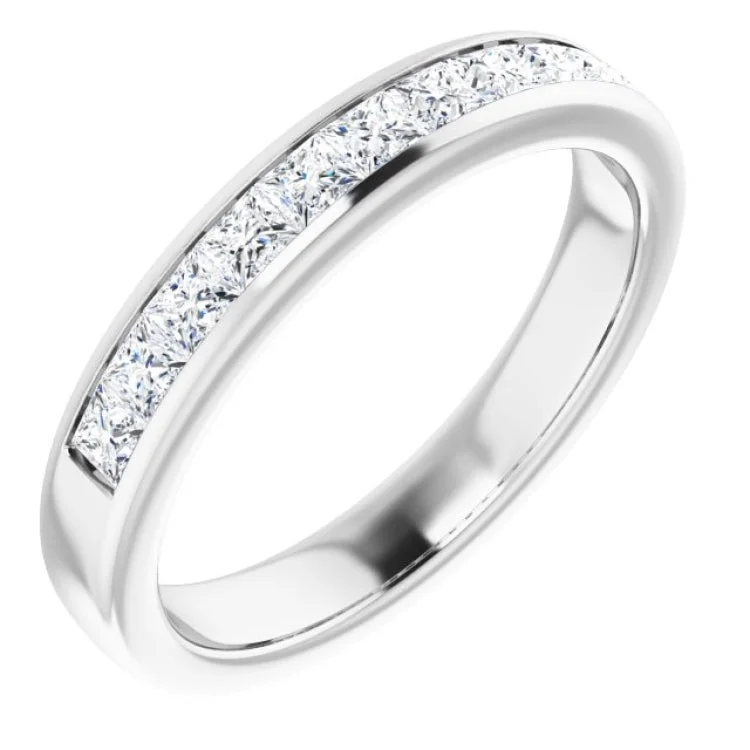 Ladies rings minimalist gold bands-14K White 1 CTW Natural Diamond Band