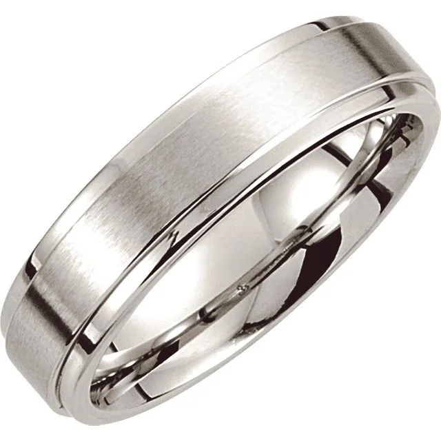 Ladies rings heritage inspired rings-Cobalt 6 mm Satin Finished Ridged Band