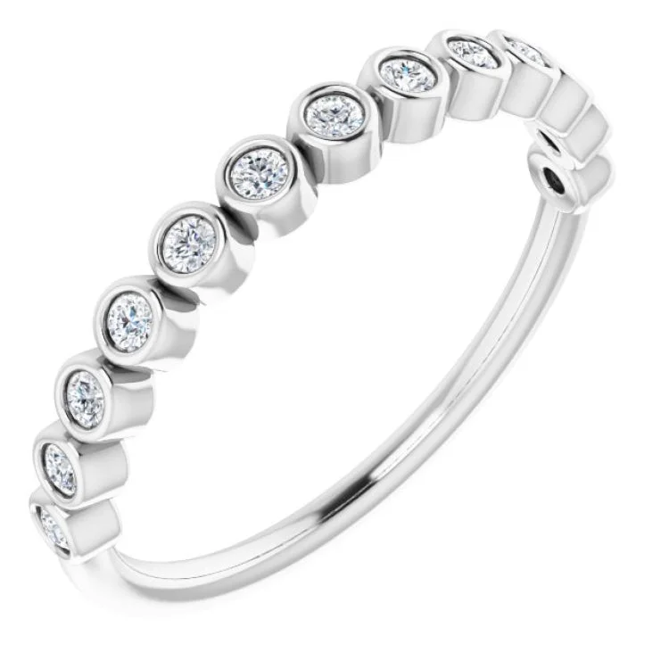 Ladies rings flat band rings-14K White 1/5 CTW Lab-Grown Diamond Anniversary Band