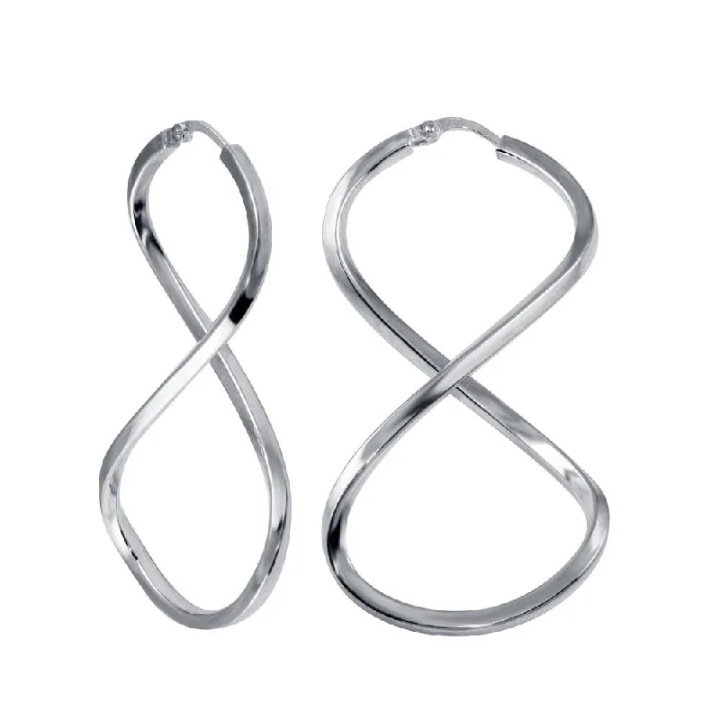 Ladies earrings meaningful symbol styles-Rhodium Plated 925 Sterling Silver Infinity Hoop Earring - LS-S20025-40