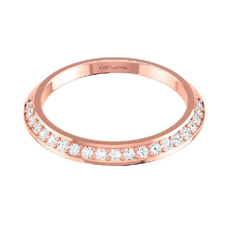 Ladies rings ergonomic shape rings-14k Rose Gold Diamond Angled Cascade Stackable Milgrain Eternity Band