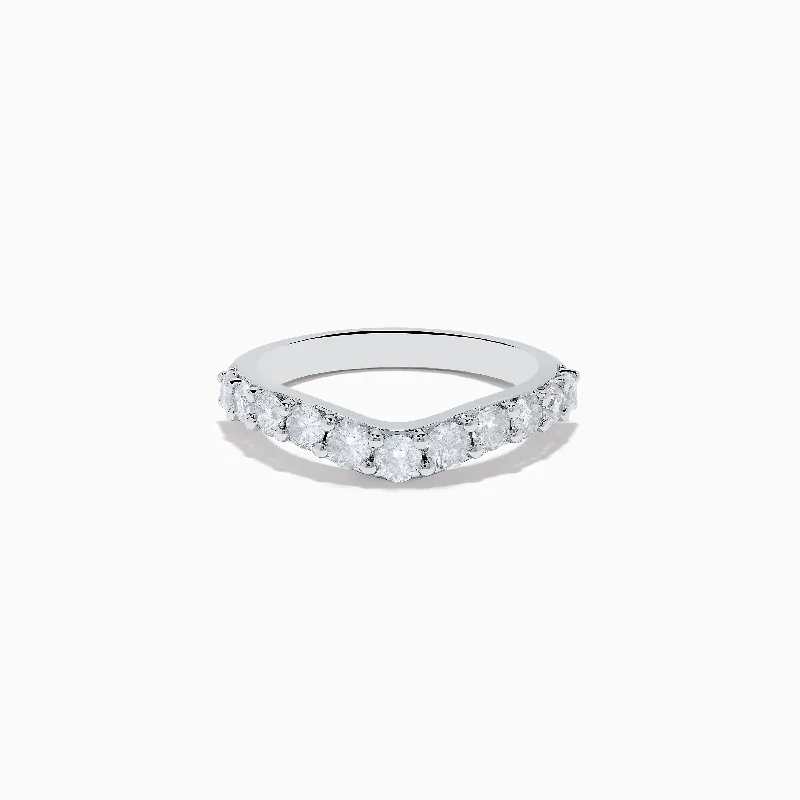 Ladies rings ring finger classics-14K White Gold Contoured Diamond Stacking Band 0.95 TCW