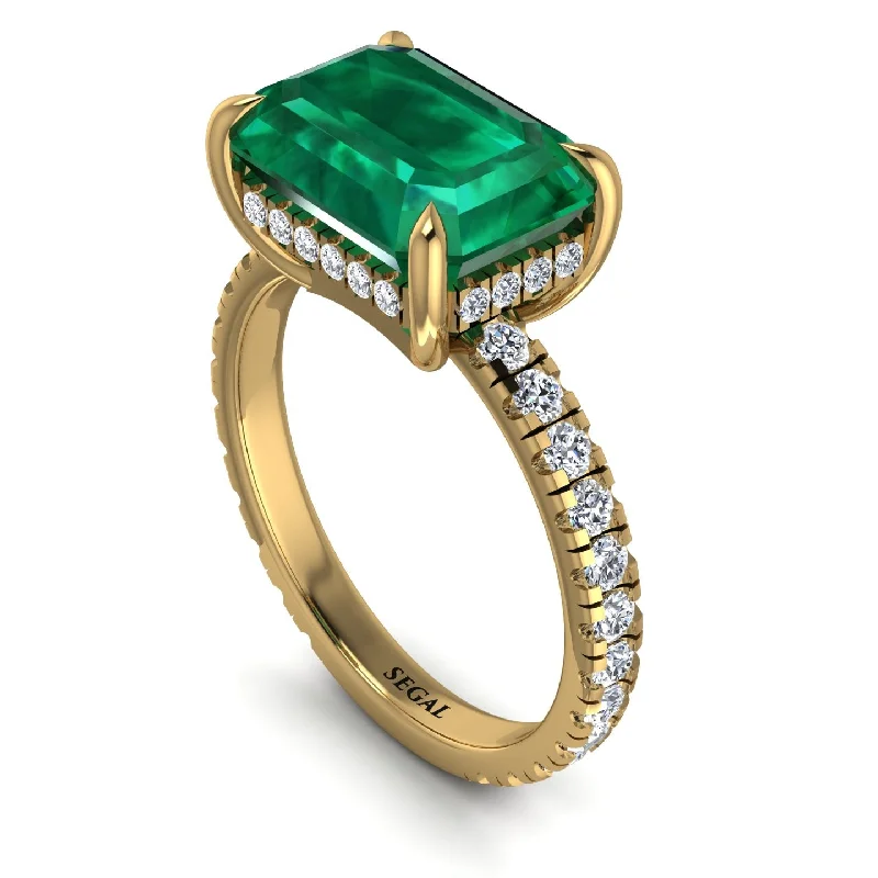 Ladies engagement rings upgrade styles-Emerald-Cut Emerald Pavé Engagement Ring - Daphne No. 4