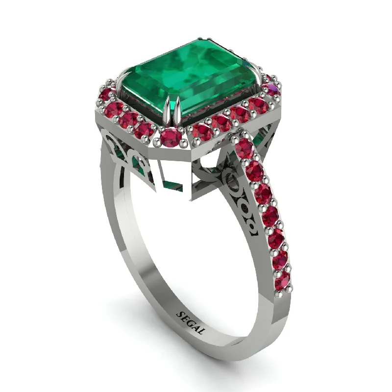 Ladies engagement rings discount offers-Emerald Cut Emerald Vintage-Inspired Engagement Ring - Addilyn No. 51