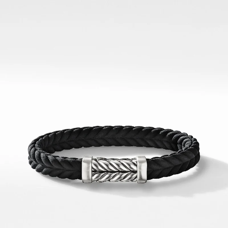 ladies bracelet winter mother’s-David Yurman Chevron Black Rubber Link Bracelet