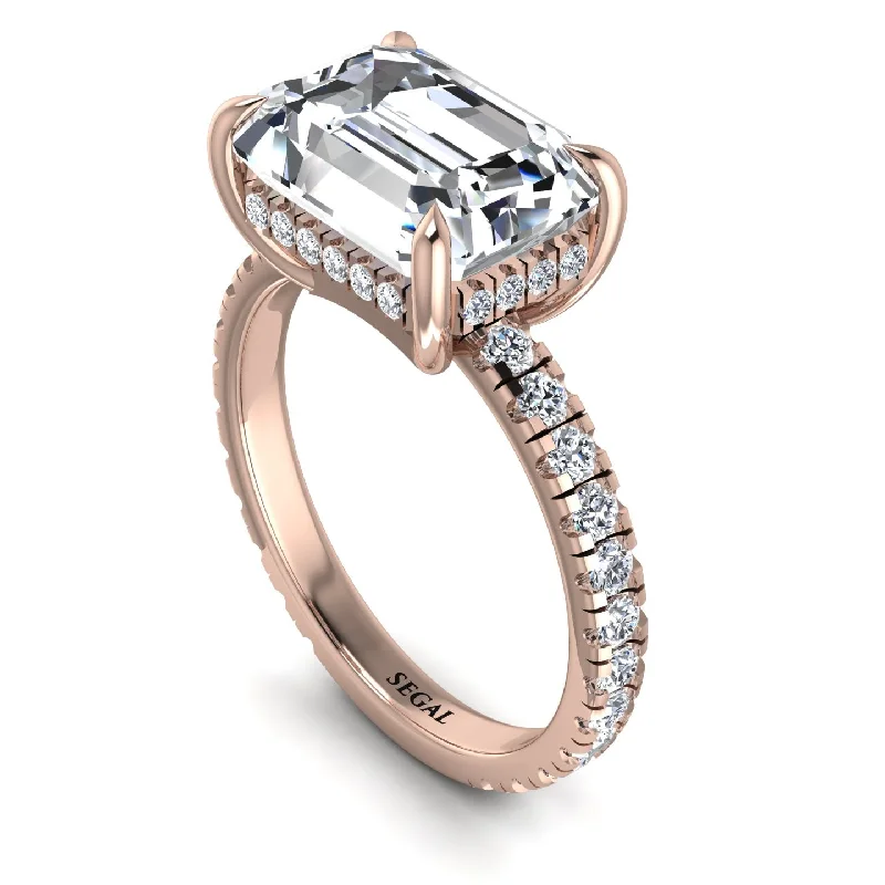 Ladies engagement rings global brands-Emerald-Cut Diamond Pavé Engagement Ring - Daphne No. 2