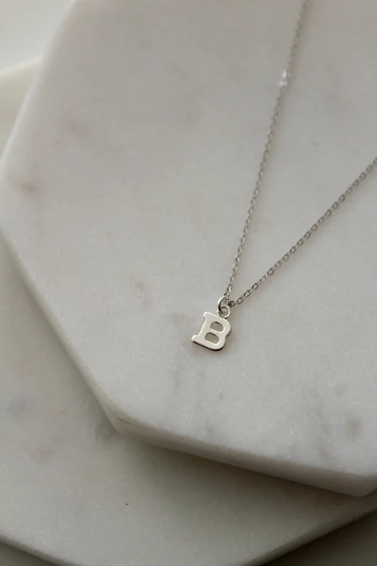 ladies necklace winter timeless-Silver Block Letter Necklace