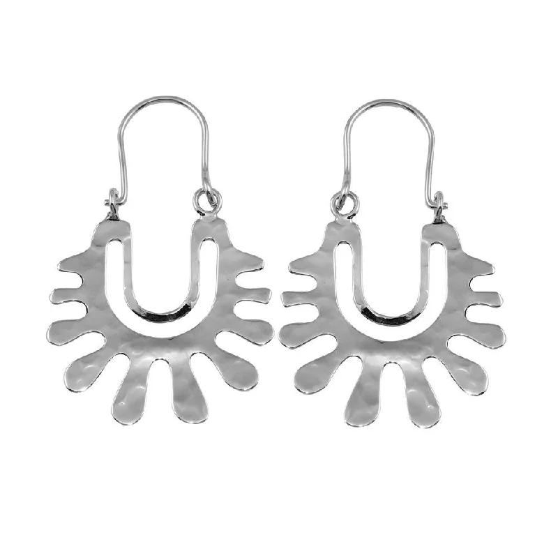 Ladies earrings zodiac sign styles-Rhodium Plated 925 Sterling Silver Dangling Splatter Earrings - TRE00016