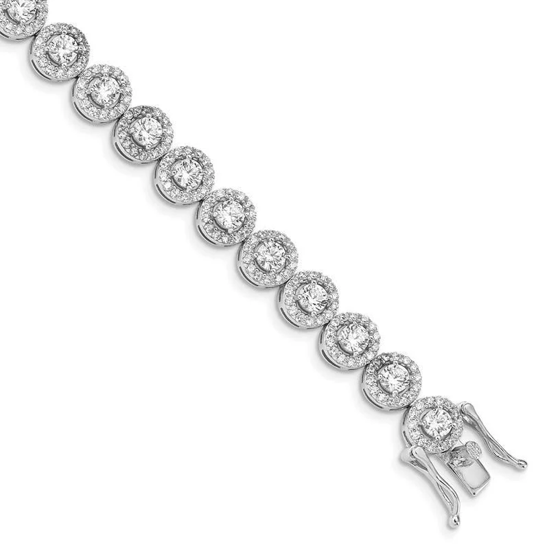 ladies bracelet luxury topaz-Sterling Silver Rhodium-plated CZ Tennis 7.5 inch Bracelet