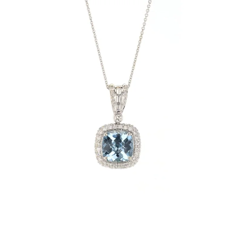 ladies necklace ruby premium-16" Aquamarine & Diamond Pendant Necklace | M10271440