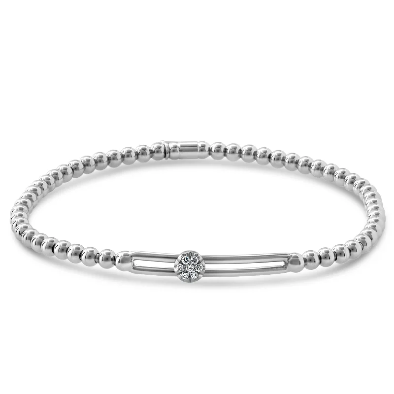 ladies bracelet filigree black friday-Hulchi Belluni Stretch Bracelet with Single Pave Diamond Moveable Station