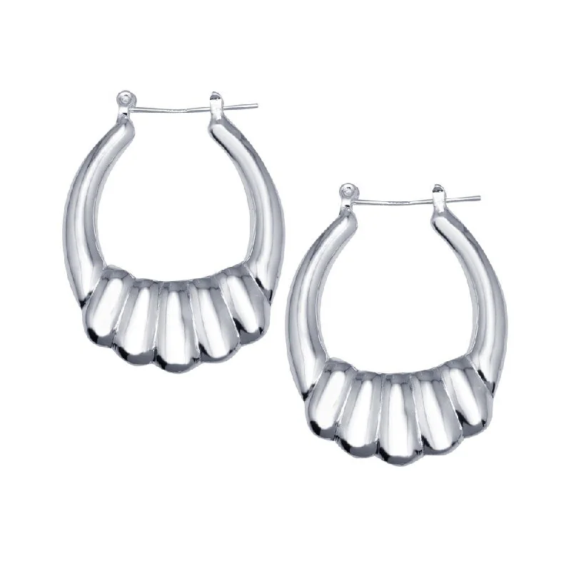 Ladies earrings Christmas gift designs-High Polished 925 Sterling Silver Hollow Shrimp Hoop Earrings - HP09