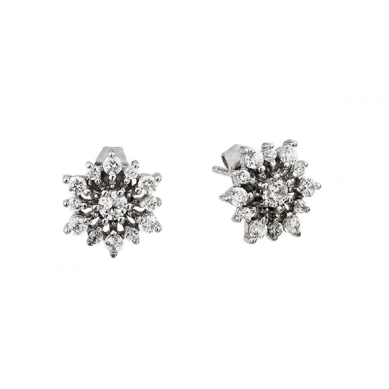 Ladies earrings impressionist vibe earrings-Silver 925 Rhodium Plated CZ Star Earrings - BGE00435