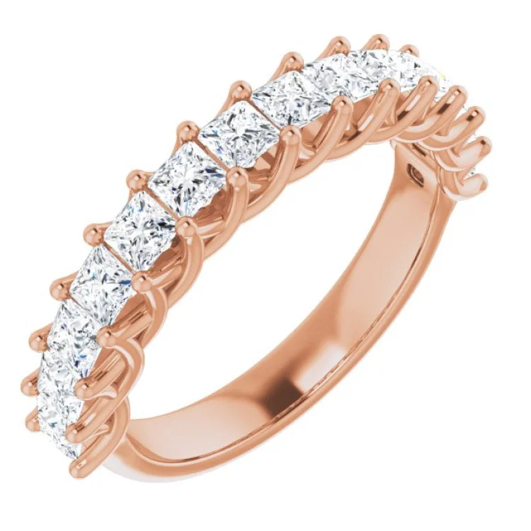 Ladies rings polished gemstone styles-14K Rose 1 1/3 CTW Natural Diamond Anniversary Band