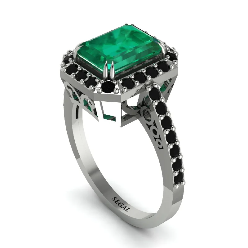 Ladies engagement rings rose gold-Emerald Cut Emerald Vintage-Inspired Engagement Ring - Addilyn No. 36