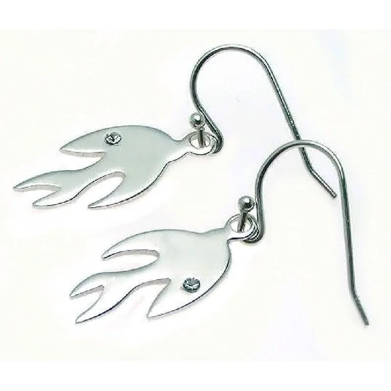 Ladies earrings meaningful symbol styles-Clearance-Silver 925 Rhodium Plated Dove Crystal Hook Earrings - STE00526