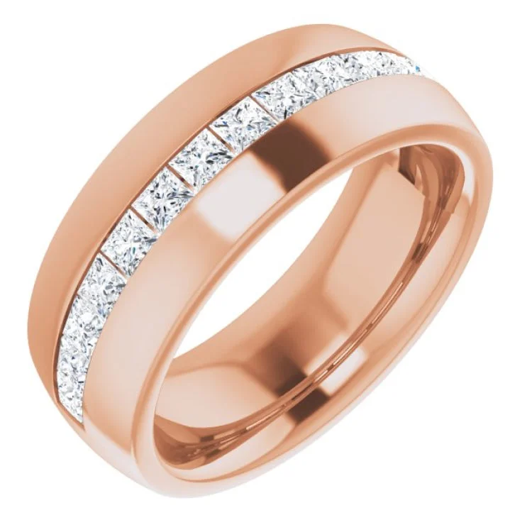 Ladies rings brass vintage styles-14K Rose 1 CTW Diamond Band