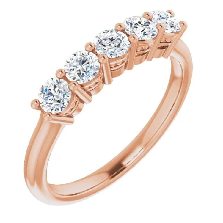 Ladies rings balanced proportion styles-14K Rose 5/8 CTW Natural Diamond Anniversary Band