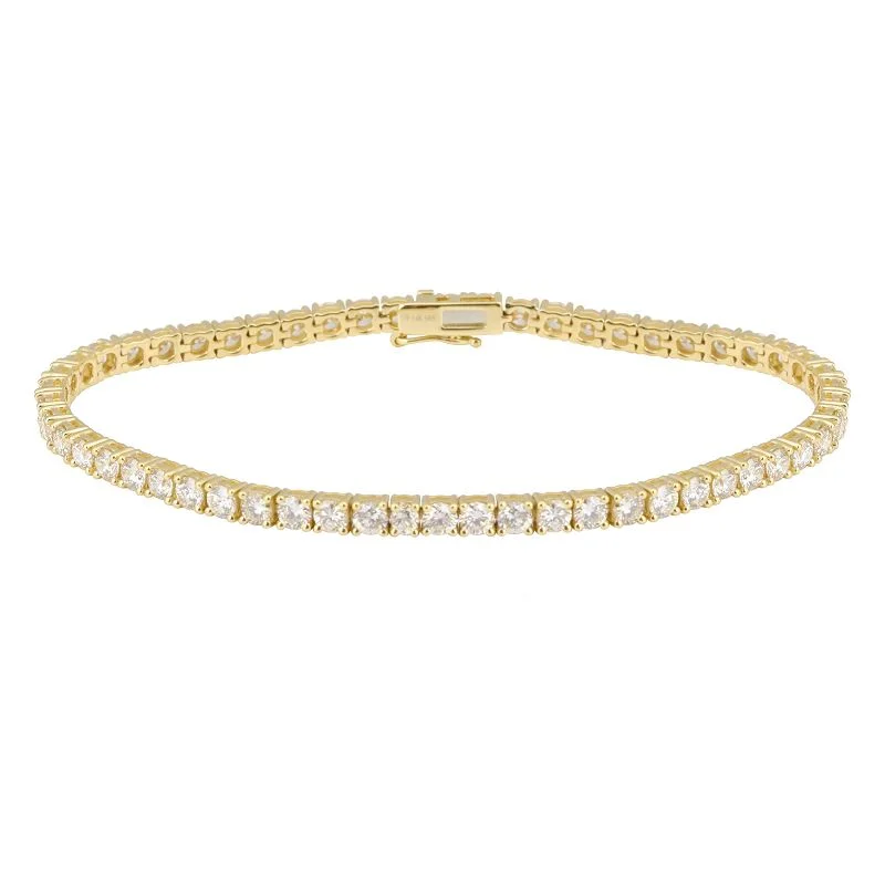 ladies bracelet affordable pink tourmaline-3.00ct Natural Diamond Tennis Bracelet in 14K Yellow Gold