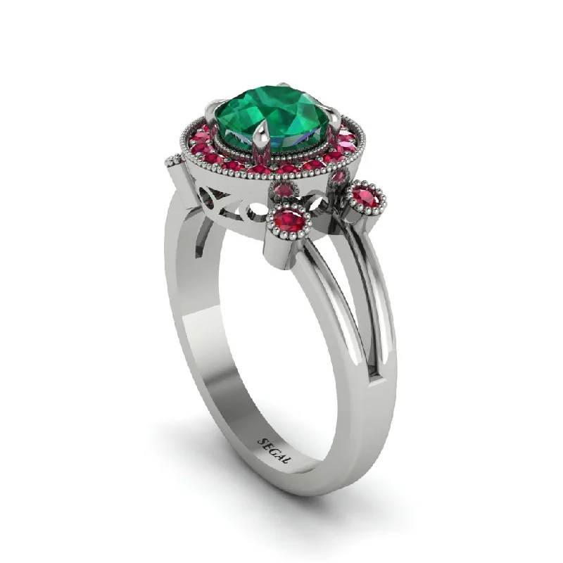 Ladies engagement rings luxurious gemstone-Radiant Emerald Halo Gold Engagement Ring - Madilyn No. 51