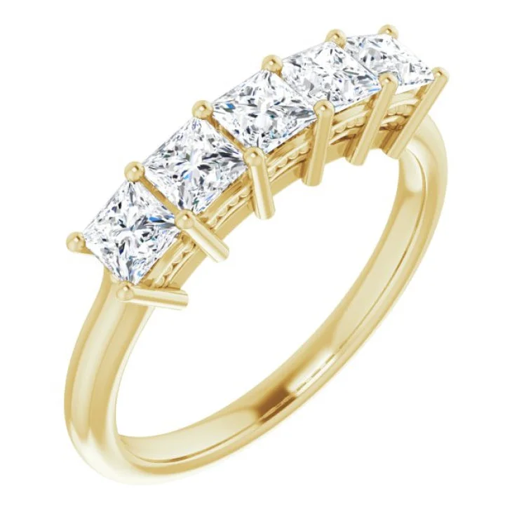 Ladies rings rose-cut diamond designs-14K Yellow 1 CTW Natural Diamond Anniversary Band