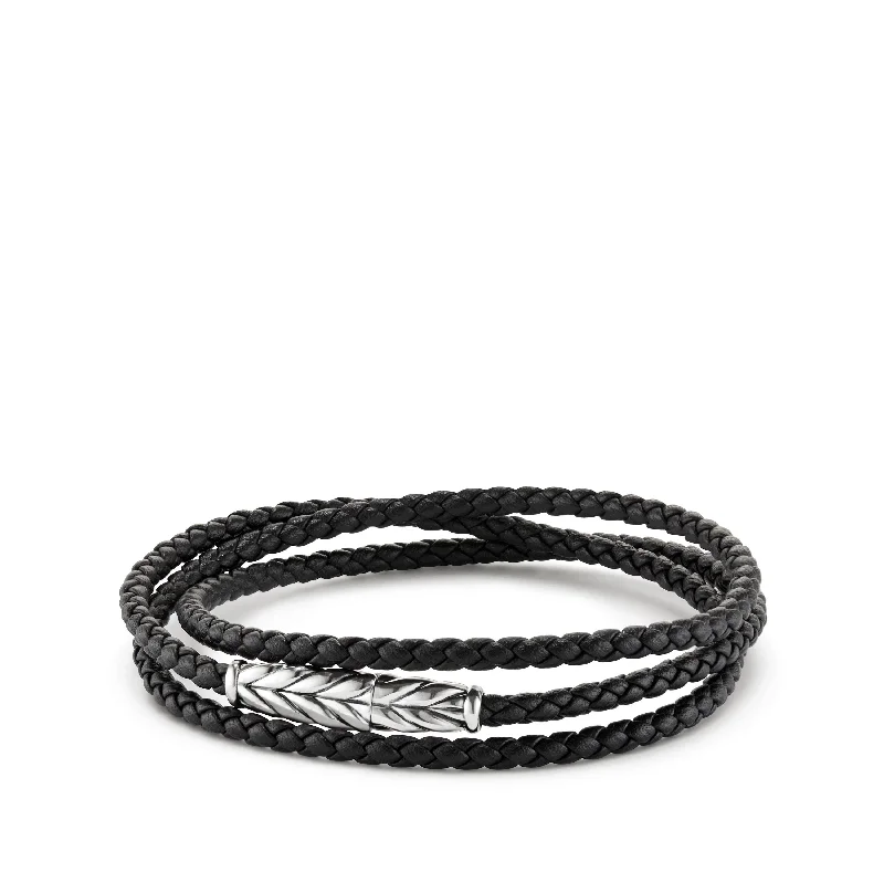 ladies bracelet ornate valentine’s-David Yurman Men's Chevron Triple-Wrap Bracelet in Black