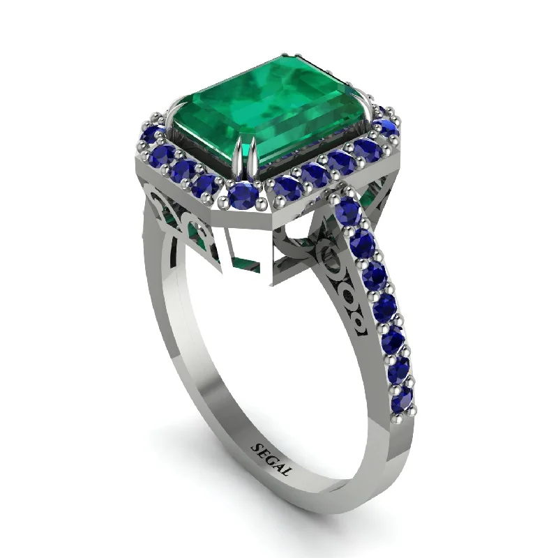 Ladies engagement rings limited editions-Emerald Cut Emerald Vintage-Inspired Engagement Ring - Addilyn No. 66