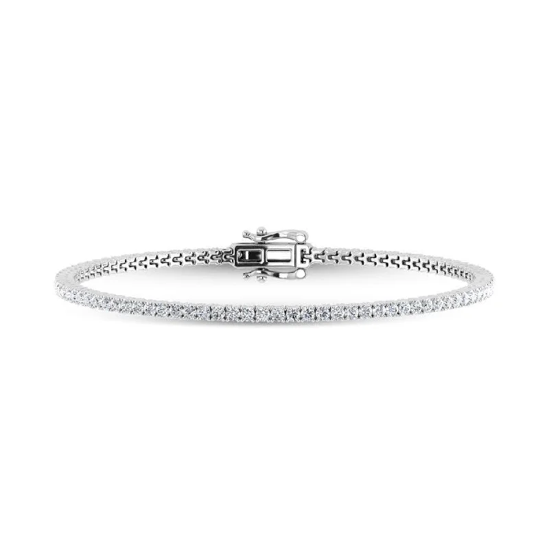 ladies bracelet woven initial-10K White Gold Lab Grown Diamond 2 Ct.Tw. Tennies Bracelet