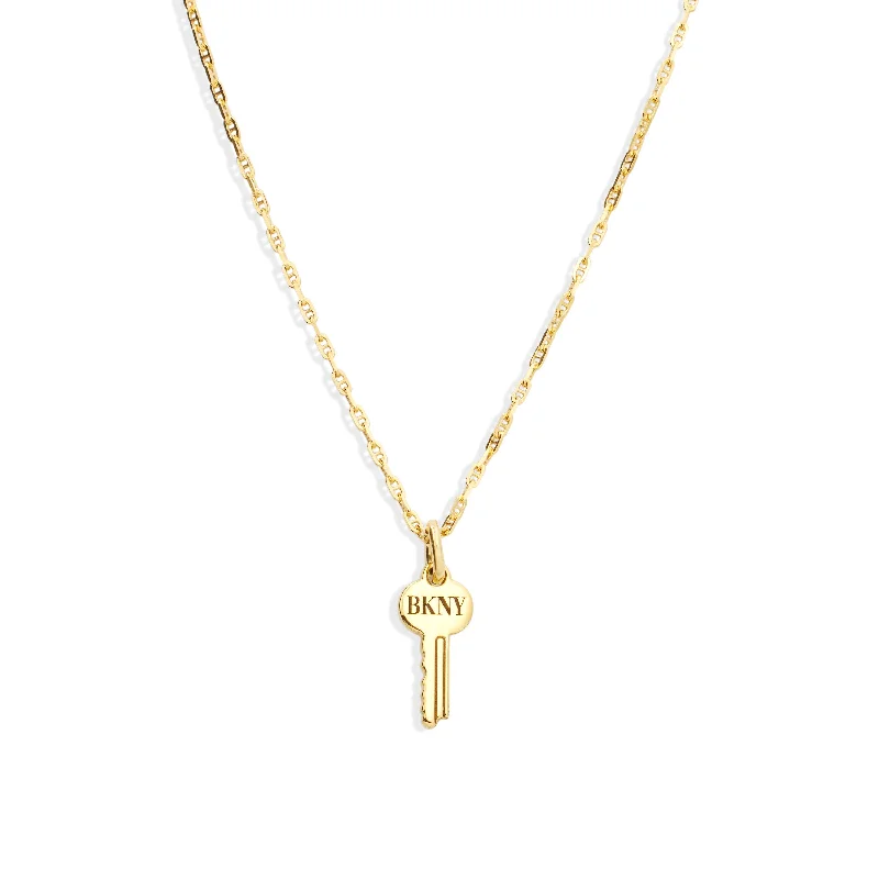 ladies necklace slim opera length-Engravable Key Necklace