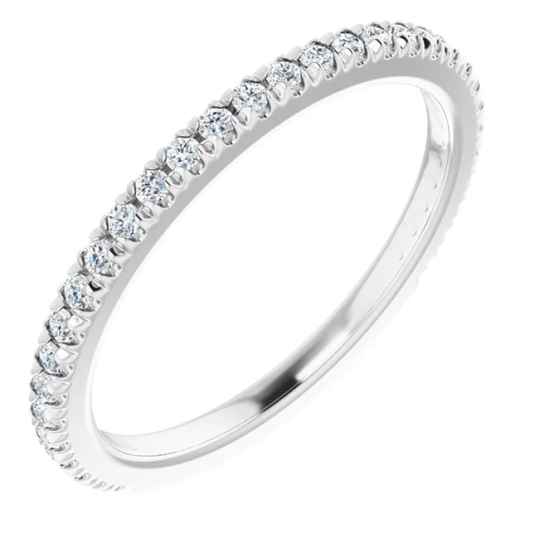 Ladies rings mixed cut rings-14K White 1/3 CTW Natural Diamond French-Set Anniversary Band