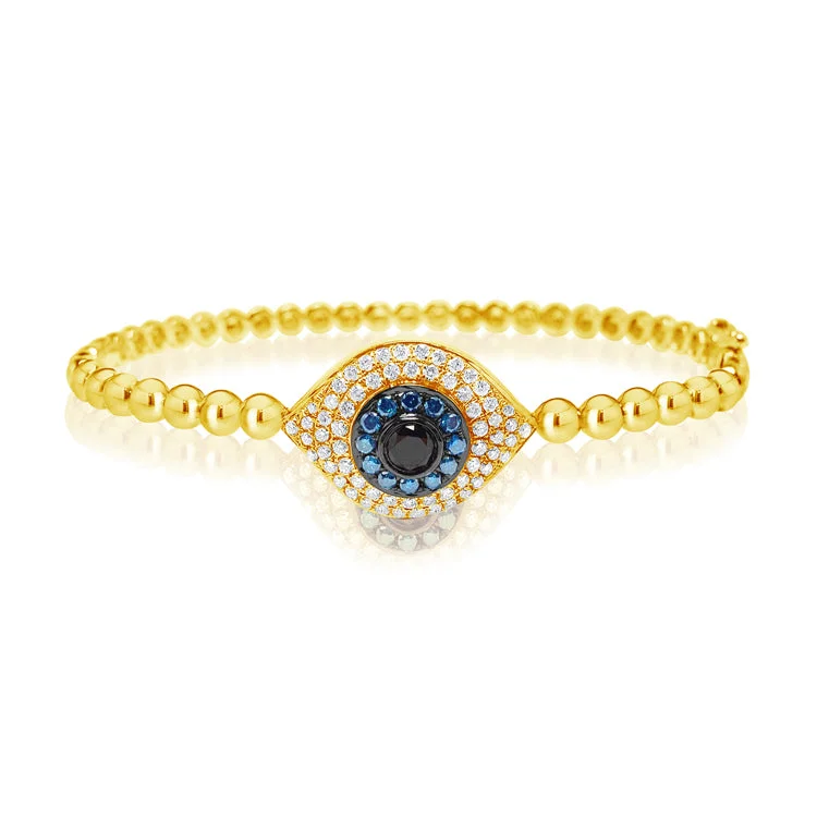 ladies bracelet beach fall-Gold & Diamond Evil Eye Beaded Bracelet