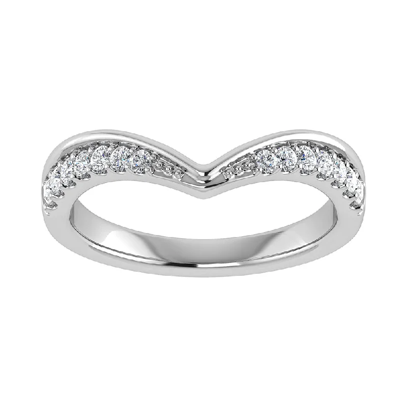 Ladies rings white gold styles-14K White Gold 1/10 Ct.Tw. Diamond Chevron Band