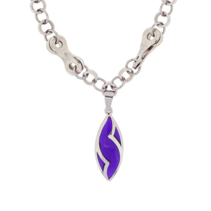 ladies necklace celestial flower-Stainless Steel Purple Pendant Necklace - Wholesale