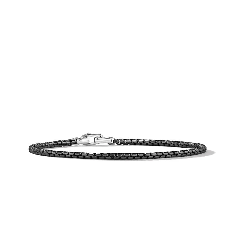 ladies bracelet chic name-David Yurman Gents Box Chain Bracelet in Stainless Steel and Sterling Silver