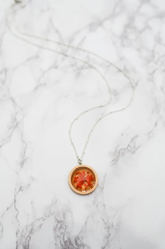 ladies necklace valentine’s luxury-Pressed Crimson Pendant Necklace