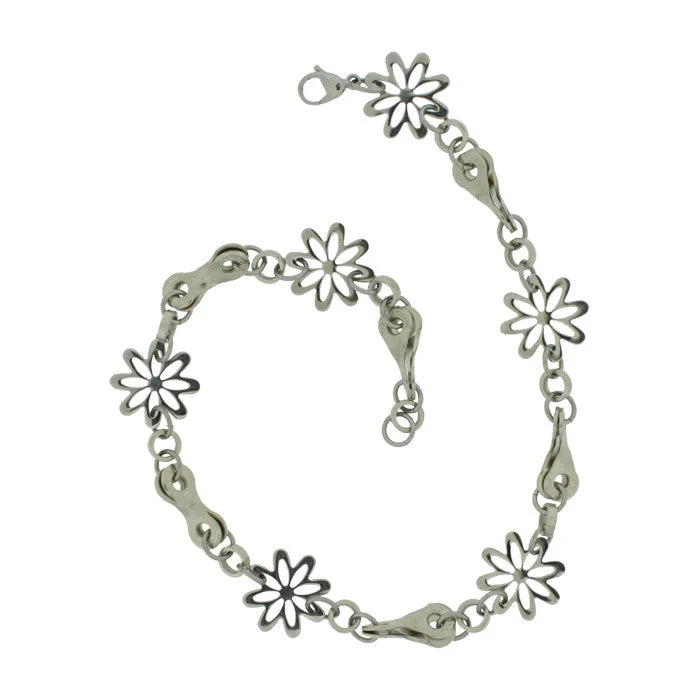 ladies necklace premium lariat-Stainless Steel Daisy Chain Necklace