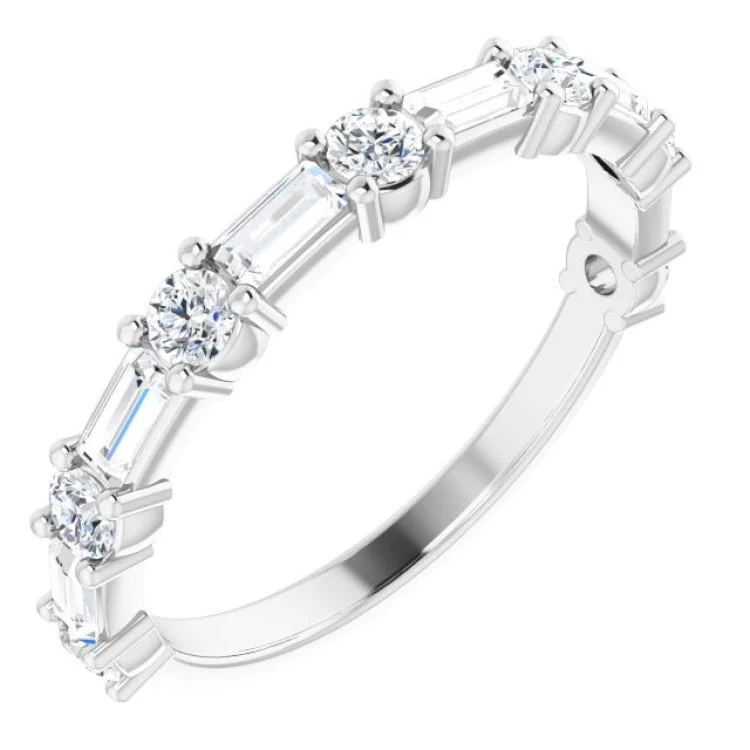 Ladies rings pinky finger styles-Platinum 3/4 CTW Natural Diamond Anniversary Band