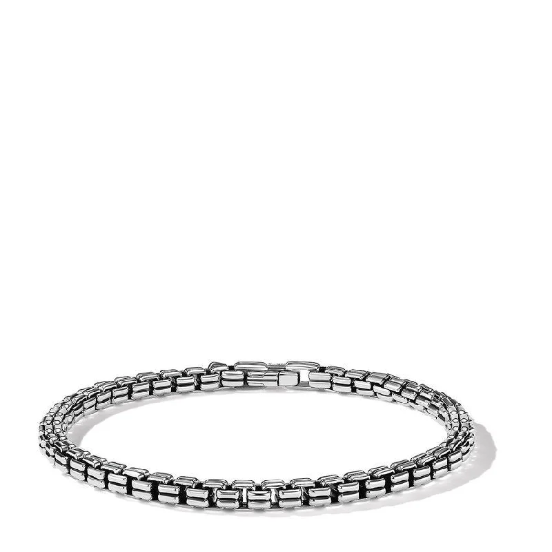 ladies bracelet minimalist green emerald-David Yurman Gents Double Box Chain Bracelet in Sterling Silver, 4mm