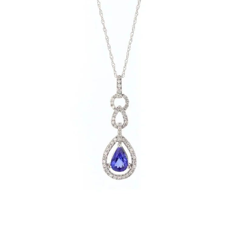 ladies necklace spring sculpted-Tanzanite & Diamond Pendant Necklace